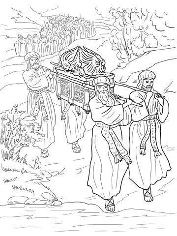 Joshua And The Israelites Cross The Jordan River Coloring Page